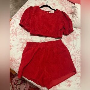 Red pants store 2 piece set